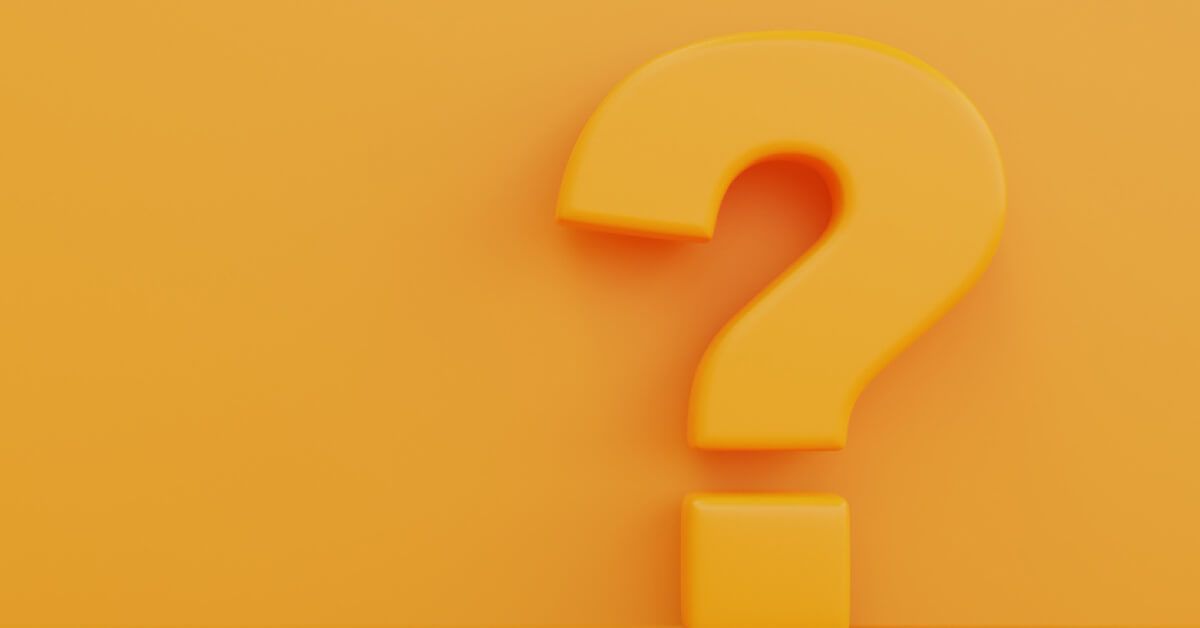 A question mark in orange background