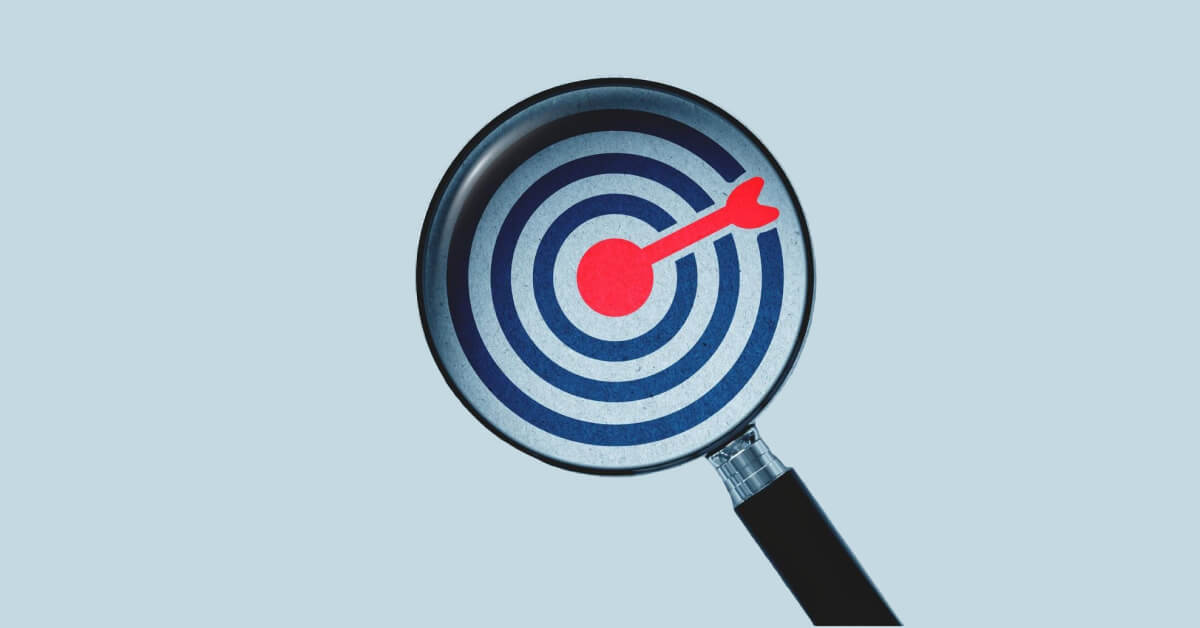 Magnifier glass over a vector target graphic