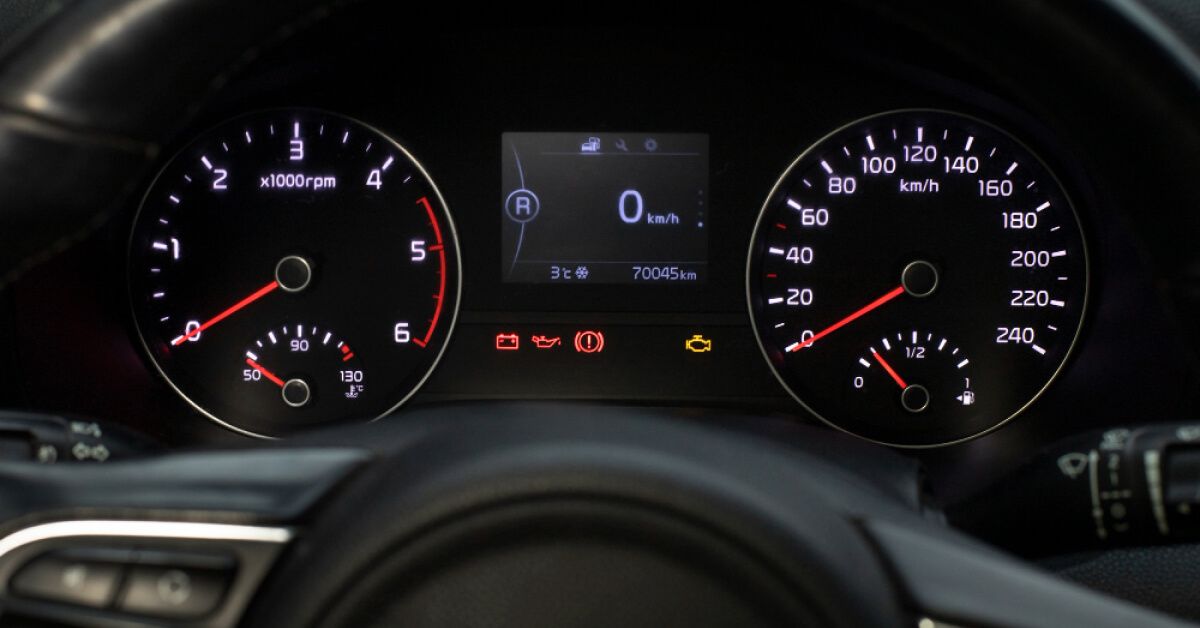 Speedometer view of a stationery car