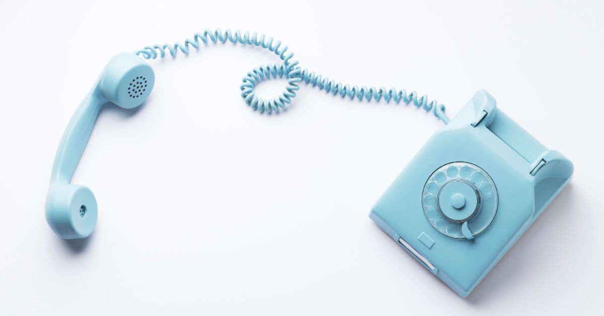 A blue vintage telephone