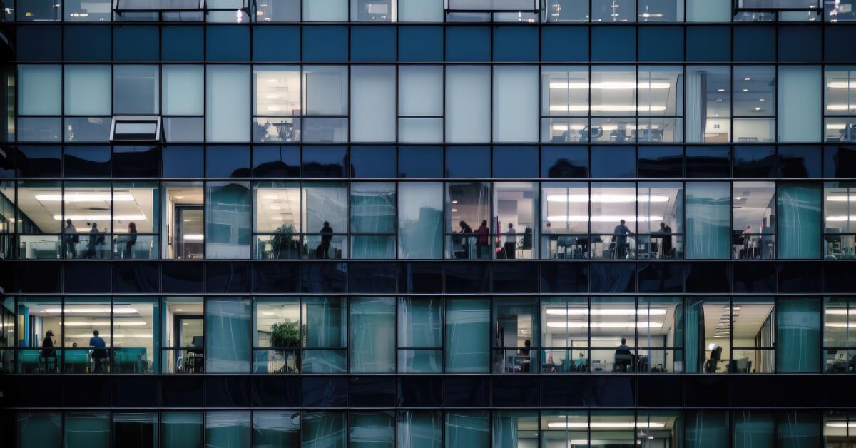 An office building with glass facade