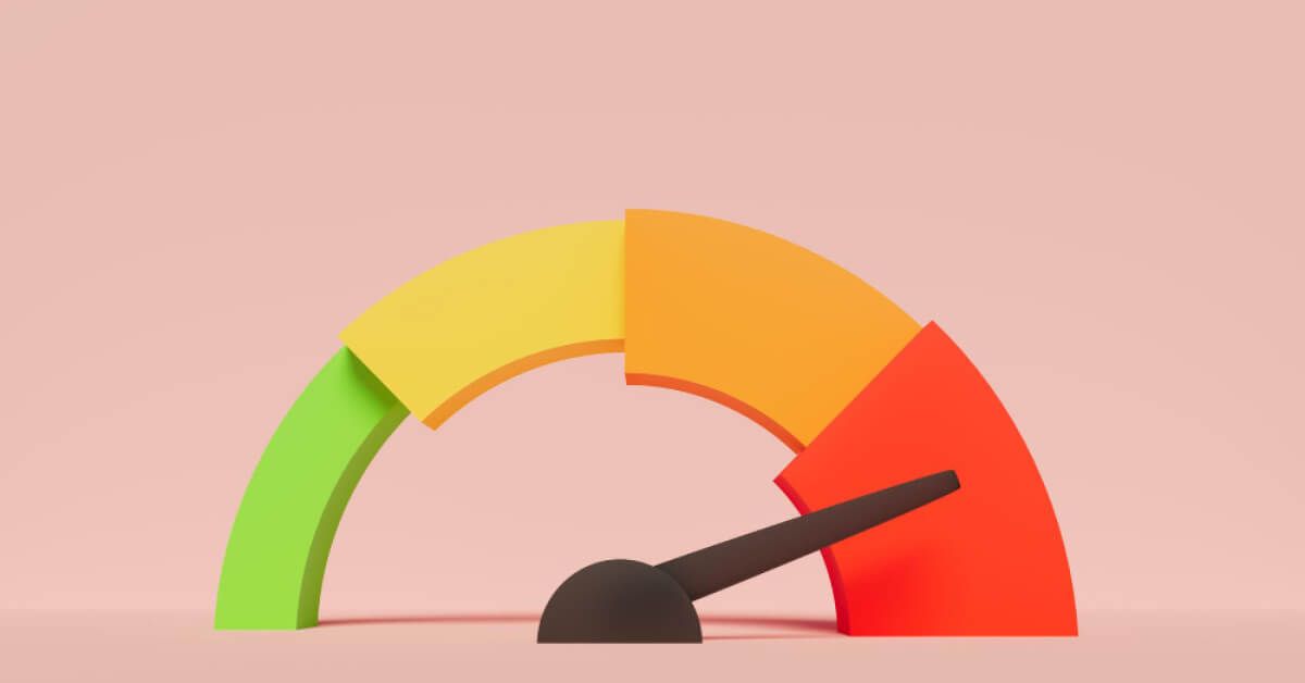 A multicoloured meter with variably thick segments