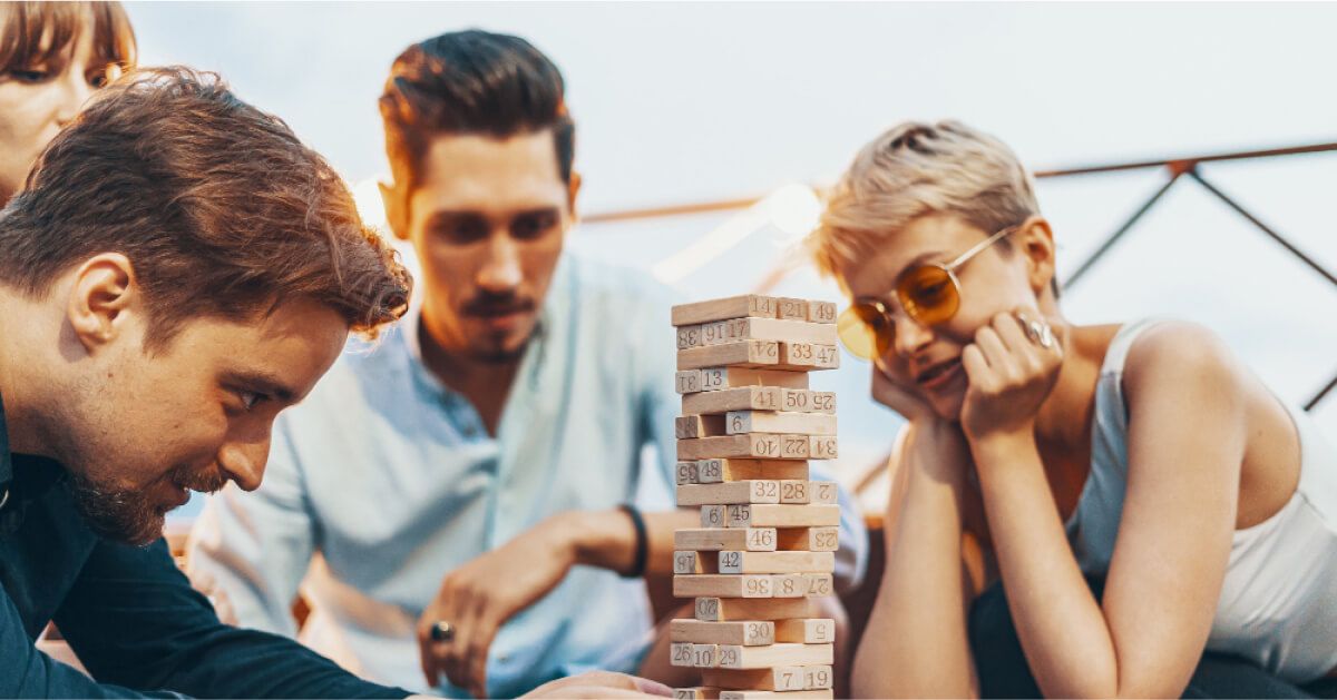 People playing jenga