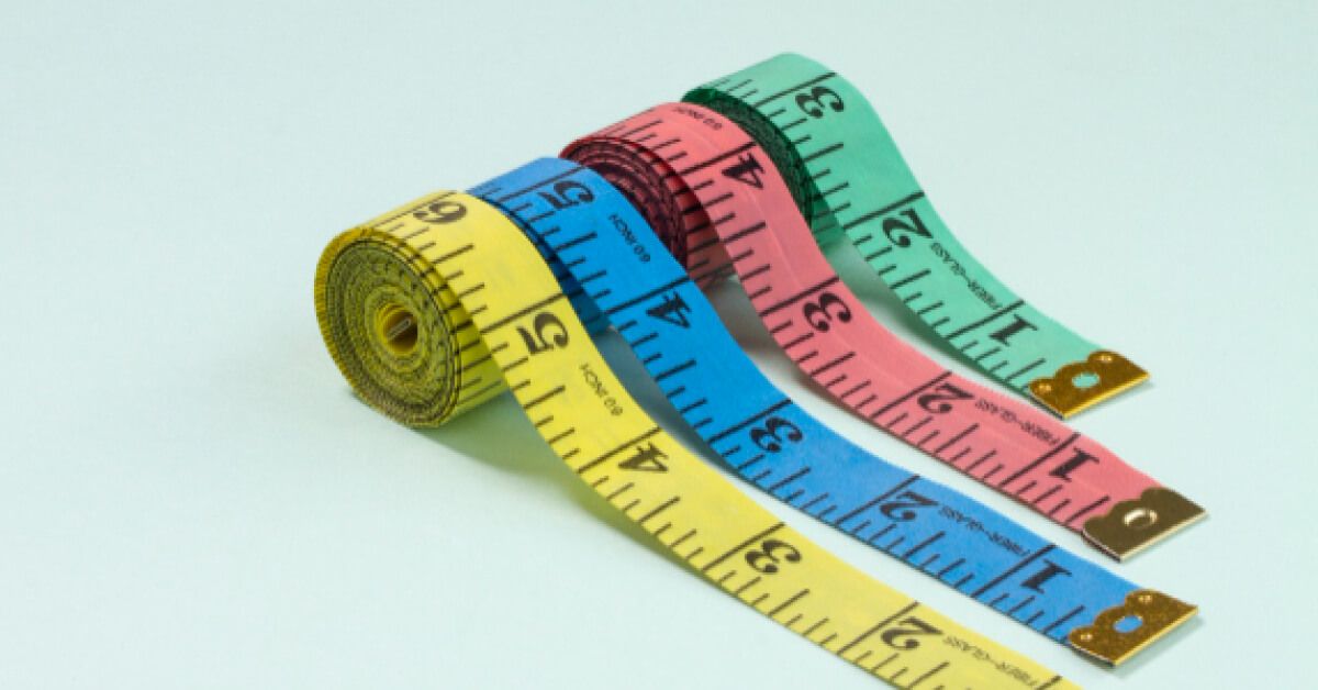 Measuring tapes in three different colour