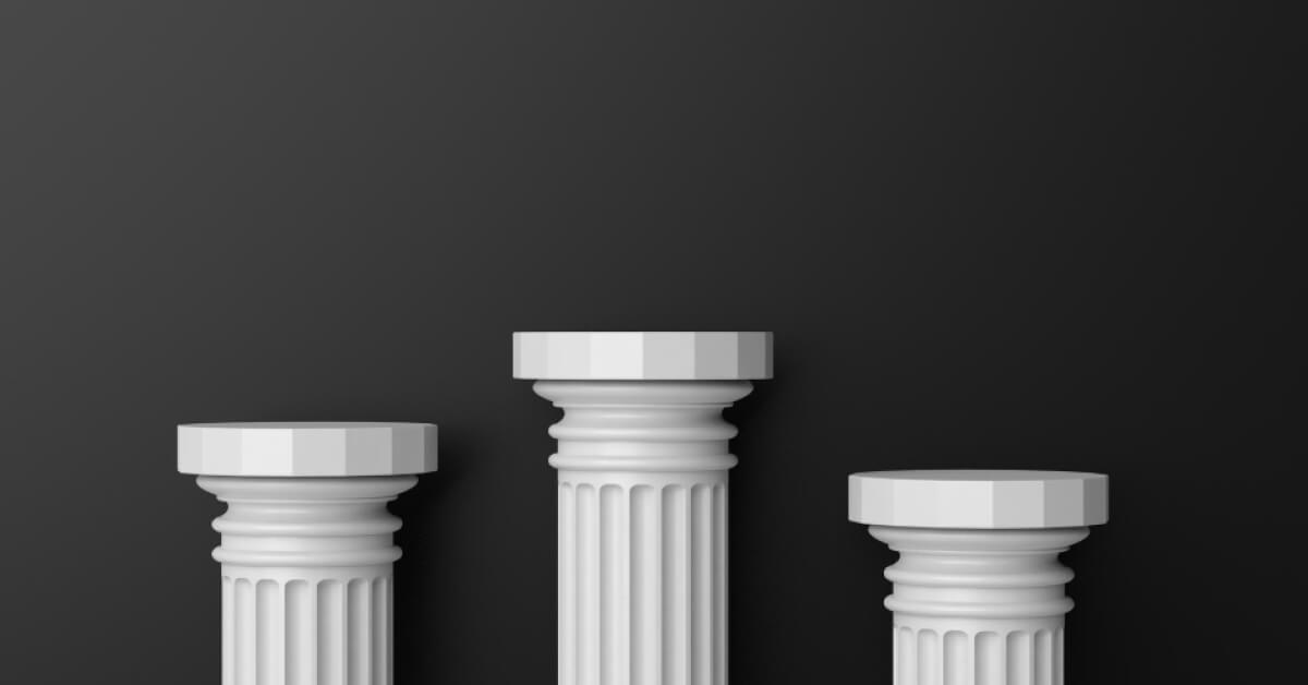 Three white pillars