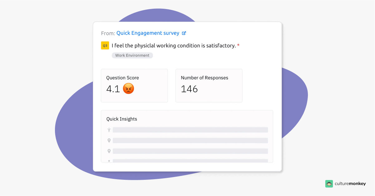 Specific survey question drill-down to measure employee engagement and uncover opportunities