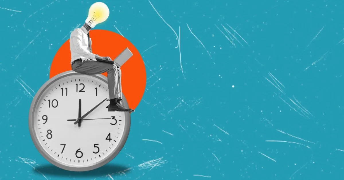 A man sitting on a clock