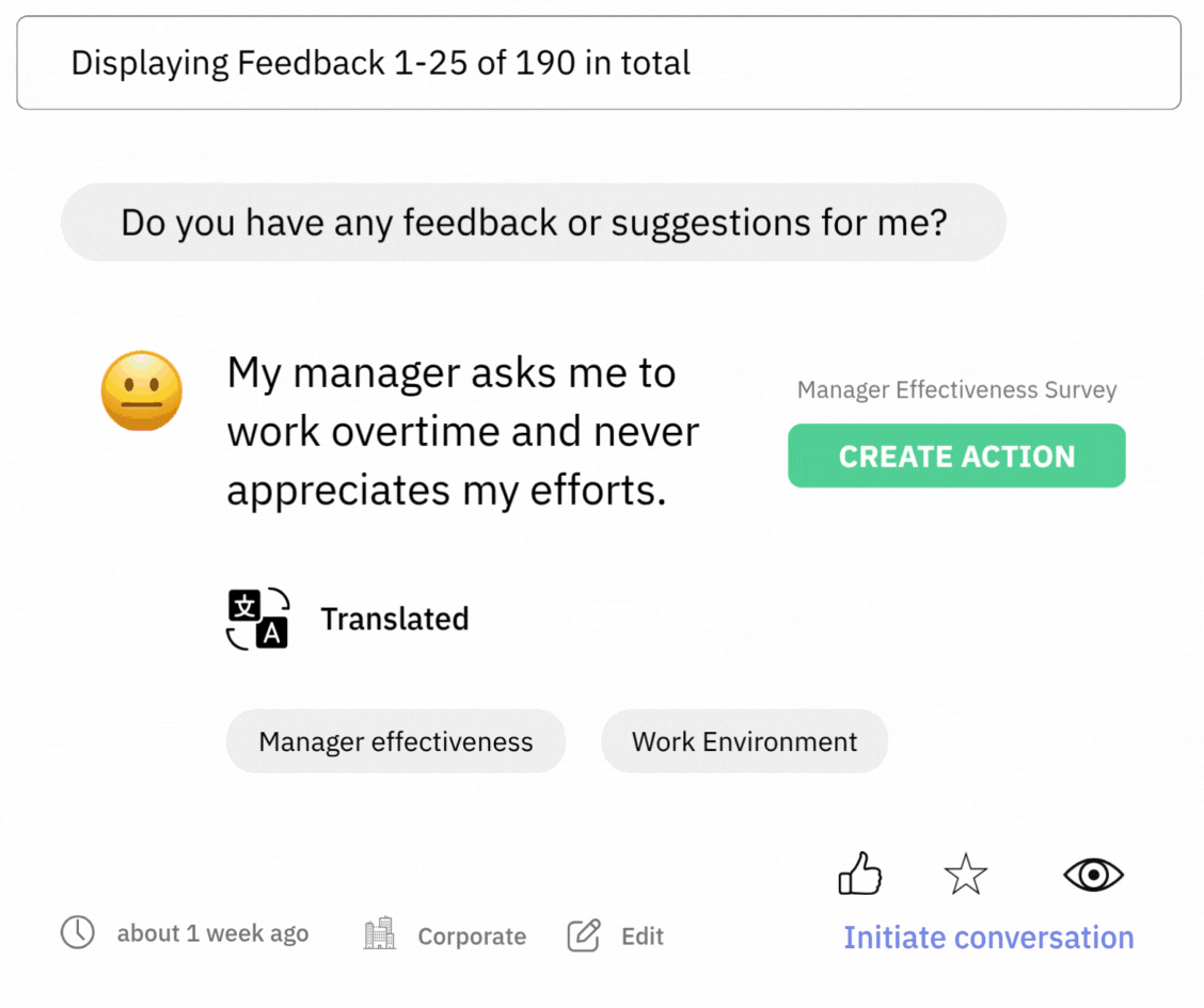 Private anonymous conversation with employees