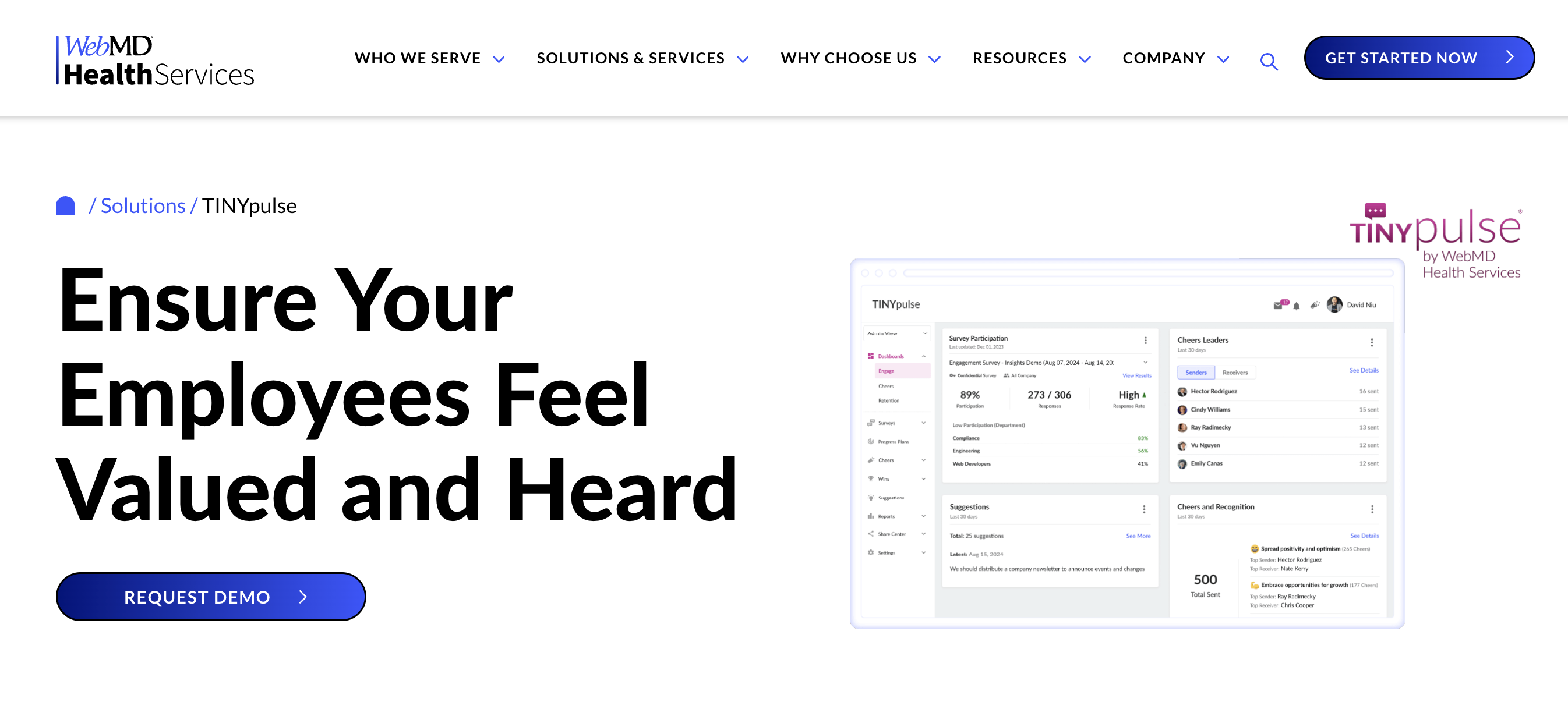 TINYpulse employee experience platform screenshot