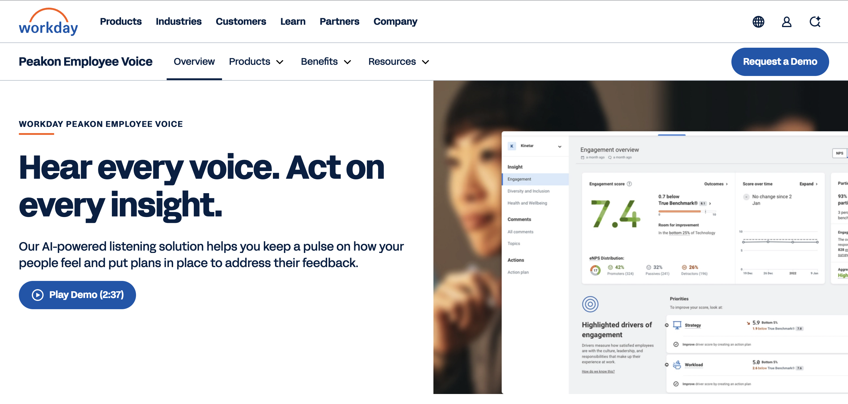 Workday Peakon employee experience platform screenshot