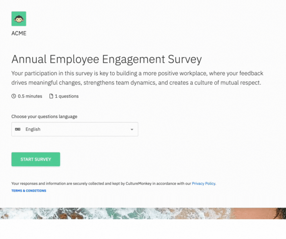 Multilingual annual employee engagement survey